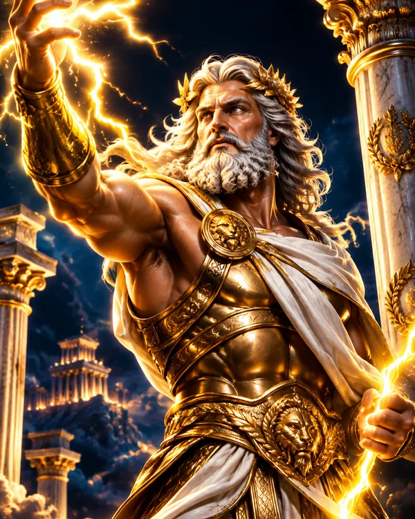 Gates of Olympus style Greek god Zeus golden lightning slot tile