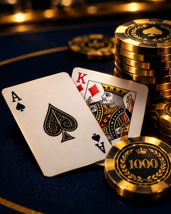 VIP Blackjack 21 hand with Ace of Spades and King of Diamonds