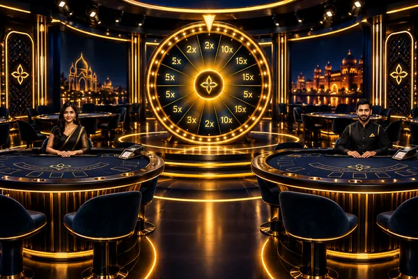 Pragmatic Play Live style high-energy prize wheel and blackjack studio