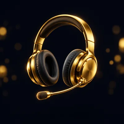 3D gold customer support headset icon for 24/7 WhatsApp assistance